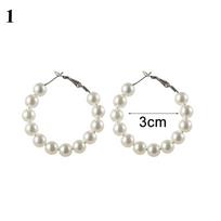 Jewelry Big Circle Wedding Engagement Round Shape Pearl Hoop Earrings Drop Dangle Ear Stud Elegant 1