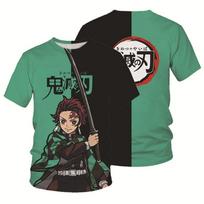 Marškinėliai Anime Demon Slayer Kochou Shinobu 3D Spausdinimas Vasariniai Vyriški Moteriški Marškinėliai Streetwear Apvalus Kaklas Marškinėlis Per dydį Viršutiniai Drabužiai 5XL brown