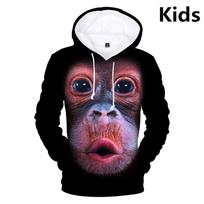 Hoodie 3D Gorilla Tiger Lion Doge Crown Hoodies Sweatshirts Long Sleeve tops Child Clothes boy/girls pullover S