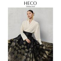 HECO Yun Jin Shu New Chinese Style Acetate Diagonal Placket Shirt L abrikosas
