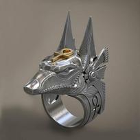 Vyriškas sidabro spalvos žiedas Egiptas Mgypt Mitologija Anubis Egipto Šakalo Dievas požemių sargas Biker žiedai Rock papuošalai KTJ 7