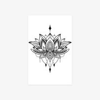 Antique Ink Shadow Lotus Tattoo Stickers Ins High Value Waterproof Long-Lasting Waist Belly Sexy Babes 12*19