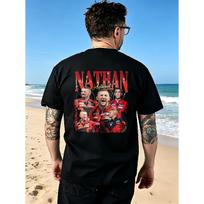 Nathan Aspinall Darts Player Tee Black Nathan Aspinall Portrait And Team Design with Red And Black Jersey Graphics Back Pattern Tshirt S juoda