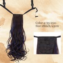 Heat-Resistant Synthetic Fiber Hair Extensions Suitable for Volume & Layering with Body Curly Ends, Long Ribbon Tie Ponytail Tail for Braids 45.72cm