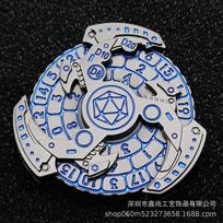 Csulu New DND Fingertip Gyro Turntable Game Engraved Eco-friendly Metal Dice with Gift Box mėlyna