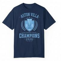 Aston Villa Europos lygos čempionai 2026 T-shirt Vyrams Moterims Vasariniai Medvilniniai Y2K Drabužiai Apvalia Kaklo Trumpomis Rankovėmis Marškinėliai Gatvės Stiliaus M