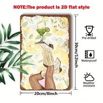 PC High Heel Mojito Pattern Vintage Metal Flat Sign Home Kitchen Wall Decor 20x30cm（7.8x11.8inch）