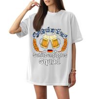 Women's Oktoberfest T-Shirt - Casual Letter Print Short Sleeve Top, Festival Tee XXL balta