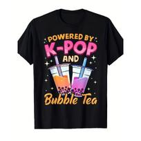 Children Crew Neck Short Sleeve T-Shirt with K-Pop Style Soda Print 110 juoda