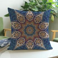 Bohemia Mandala Florals Style Home Decoration Throw Pillow Case Vintage Kilim Pattern Print Car Sofa Cushion Cover Cojines Peach skin 18*18(CM)-1Pcs