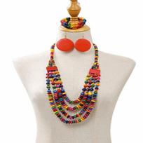 Ethnic Style Bohemia Necklace Set Handmade Geometric Beaded Necklace  Bridal Jewelry įvairiaspalvis