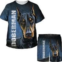 Vaikams mielas vasaros 3D spausdintas šuo Dobermanas haskis Auksaspalvis retriveris šuniukas marškinėliai sportinis kostiumas Gatvės drabužiai berniukams mergaičių drabužiai Chandal 130