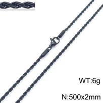 2~8 mm juodo nerūdijančio plieno susuktos grandinėlės karoliai, aksesuarai, roko ir hiphopo spalvos vyrams ir moterims, paprastos grandinėlės 2mm50cm juoda