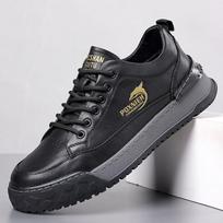 Retro Style Cow Leather Men Shoes Non-Slip Oxford Sneakers for Man Casual Lace Up Leisure Walk Footwear Outdoor Hiking Trainers 38 juoda