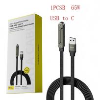 240/65W Greitas įkrovimas Sulankstomas laikiklis Duomenų laidas 2-in-1 Duomenų laidas Sulankstomas telefono ir planšetės stovas C tipo į C tipo / USB-A į C tipo 65W USBtoC juoda