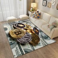 Bitcoin Carpet Bedroom Bedside Decor Rug Bitcoin 3d Floor Mat Large Cartoon Area Rug Living Room Creative Bitcoin Non-slip Mat 40x60cm