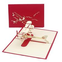 3D Pop UP Card Birthday Greeting Invitation Card Party Favors Laser Cut Gifts Airplane Miniatures Postcard Envelopes TMZ