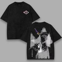 Japanese anime BLEACH Kuchiki Byakuya Tshirt Anime Vintage Washed Streetwear Short Sleeve 100 Cotton Male Clothes Tops M