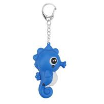 Cute Cartoon Seahorse Keychain with LED Light Key Ring Holder Bag Car Ornament mėlyna