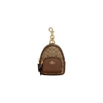 COACH Court 8 classic presbyopic zipper closure backpack shape PVC bag charm bag peripheral mini women's khaki color saddle brown Khaki ruda