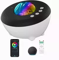 E-LIGHT Elight J1 Aurora zvaigžņu projektors ar skaņām & Bluetooth skaļruni Smart Wi-Fi Aplikācijas / pukts vadību Balta