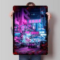 Cyberpunk Tone Printed Poster Customized Wall Art Retro Vintage Metal Tin Signs for Home Bathroom Decor Decoration Bedroom House 20x30cm（7.8x11.8inch）