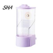 Space-saving Bird Feeder Automatic Parrot Food Dispenser, No Mess Cage with Perch, Accessories Anti-Splash Pull-Out Drawer for Parakeets Budgies 800ML violetinė