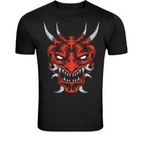 Red Demon Mask T-Shirt - Japanese Oni Devil Graphic Tee XXL