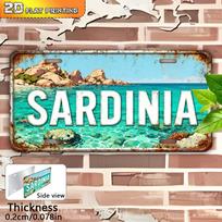 D Flat HeavyDuty Retro Italy Sardinia Map Wall Decor  Heavy Aluminum Sign Suitable for Outdoor Use 15x30cm(5.9x7.8inch)