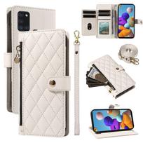 Case for Samsung Galaxy A21S Shockproof Premium Zipper Pocket Wallet Card Holder Leather Cover with Detachable Wrist and Shoulder Strap Compatible wit juoda