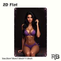 Sexy Bikini Girl Wall Art Decor D Flat Artwork for Home Bar Garage Cafe Funny Holiday Gift 20x30cm（7.8x11.8inch）