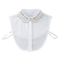 Easy Wear Hollow Out Beaded False Collar Accessory Comfortable Office Half Shirt Collar Perfect for Busy Professionals balta