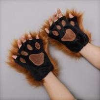 Half Finger Halloween Gloves Polyester Cat Paw Mittens Raptor Claw Bear Paw Gloves  Male/female kupranugaris