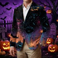 Men's Corduroy Business Casual with Halloween Print for Party and Costume Wear L juoda