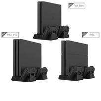 PS4 Stand with Cooling Fan for PS4/PS4 Slim/PS4 Pro, for Playstation 4 Cooling Station with PS4 Controller Charger and 12 Game Only 1 pc Stand black