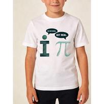 Boys Crewneck T-Shirt, Funny Complex Number Math Pun Math Symbols Print 110 balta