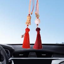 Budos statulėlė pakabinamas papuošalas automobilio galinio vaizdo veidrodėliui, lotoso karoliukai, pakabukai kiemui, svetainei Red with Gift Box