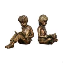 Boy Girl Reading Bookends Books Stoppers Fine Workmanship Vintage Style Decorative Desktop