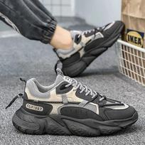 Vyriški kvėpuojantys tinklelio sportiniai batai 2024 m. rudeniui Laisvalaikio Dėvėjimui atsparūs Bėgimo batai Madingi Storas padas Teniso batai Zapatos Hombre 39 pilka spalva