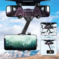 Automobilinis laikiklis galinio vaizdo veidrodėliui, 360° sukimas, Telefono laikiklis 4–7 colių išmaniajam telefonui juoda