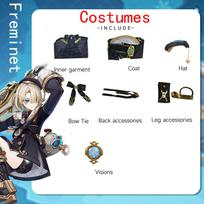 Ysir Freminet Cosplay Genshin Impact Fontaine Vaidmenų kostiumas Anime Žaidimas Cos Kostiumas XL juoda