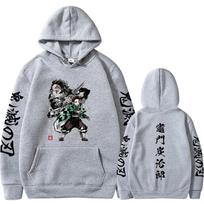 Japanes Anime Demon Slayer Plus Size Hoodie Pullover Men Women Sweatshirts Kamado Tanjirou Graphic Printed Unisex Streetwear Top S