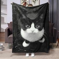1 vnt. Kačių mylėtojų juodai baltas katės pledas - Super minkštas sofai, lovai, biurui - Jaukus šiltas dovanas Kalėdoms, Padėkos dienai 70X100cm