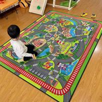 Complex Racing Track Kids Rug Multi-Loop Car Play Mat Children's Playroom Educational Traffic Carpet 40x60cm