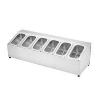 1/9 Stainless Steel Slanted 6-Compartment Food Pan with Rack