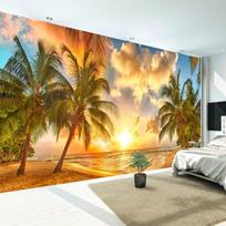 3D gamtos peizažo tapetai sienoms Saulėlydis Jūra Kokosų paplūdimys Freska Svetainės Sofos Miegamojo Sieniniai popieriai 200 cm(W) x 140 cm(H)