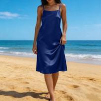 Women's Backless Strapless Dresses, Backless Loungewear Dress, Sleeveless, House Dress, Long Dress With Back Bow L