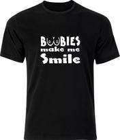 BOOBIES MAKE ME SMILE - Mens Cheeky Funny Slogan T-Shirt Birthday Gift Idea XL