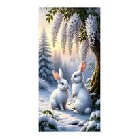 Snow Rabbits and Pigeons Large Size Diamond Painting Winter Scenery Animals Diy Full Square Round Drill Rhinestone Embroidery Mosaic Cross Stitch Kits Square drill 30x60cm
