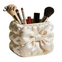 Bow Design Makeup Brush Holder Pen Holder, Silk Texture High-Density Case, Large Tubular And Organizer Capacity Elegant Organizer, for Desktop Storage balta